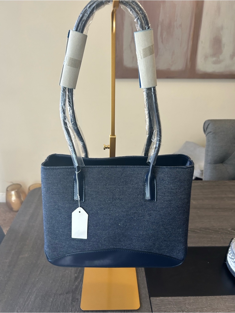 Navy Blue Women's Denim Shoulder Bag - Classic Everyday Carry